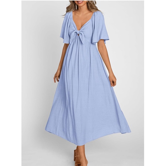 SOLD🤍FINAL Sale 🤍pretty GARDEN casual short sleeve neck ruffle flowy dress 🌷 - Picture 2 of 16